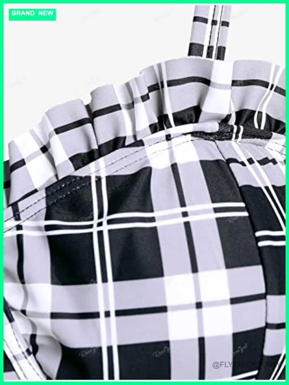 Plus Size Ruffles Flounce Padded Plaid Tankini Swimsuit Set